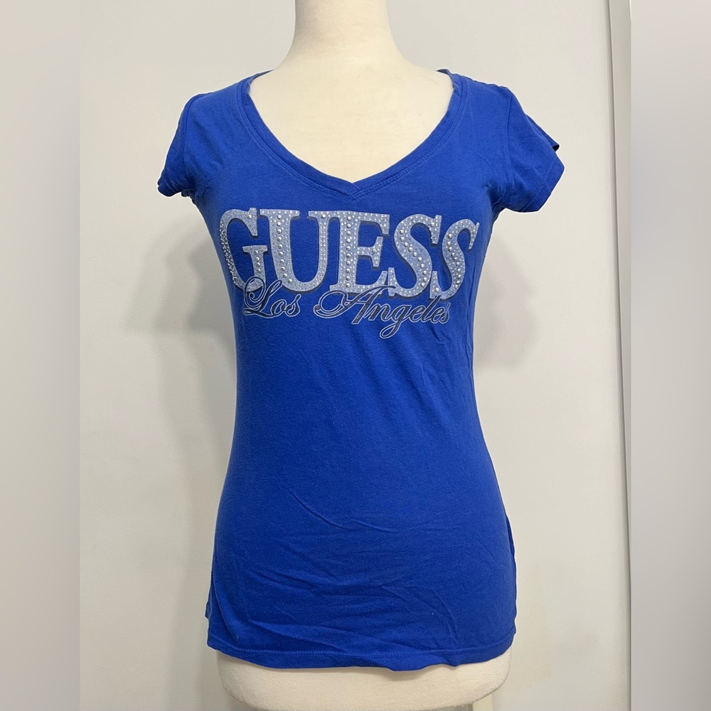 Guess Women T-Shirt Size S color blue